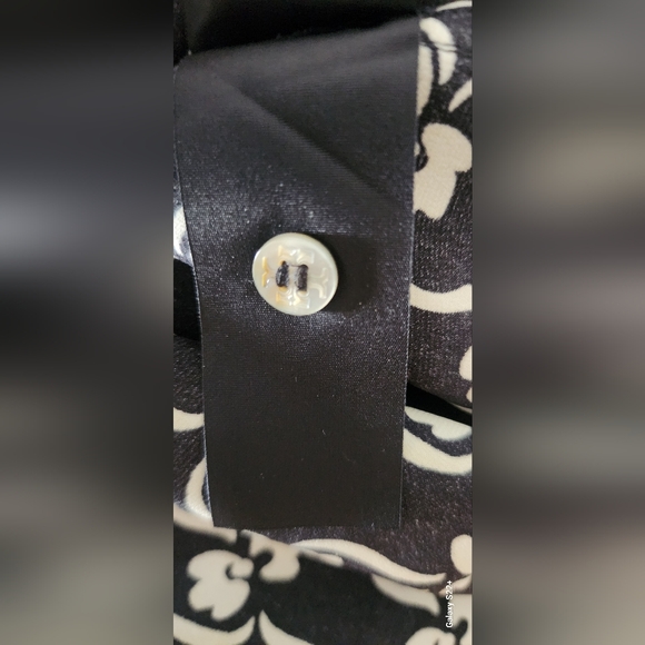 Tory Burch Black &white Silk Tie Neck Shirt - Picture 9 of 10